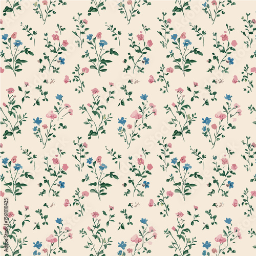 Plant leaves and flower textures, exquisite vector floral patterns.