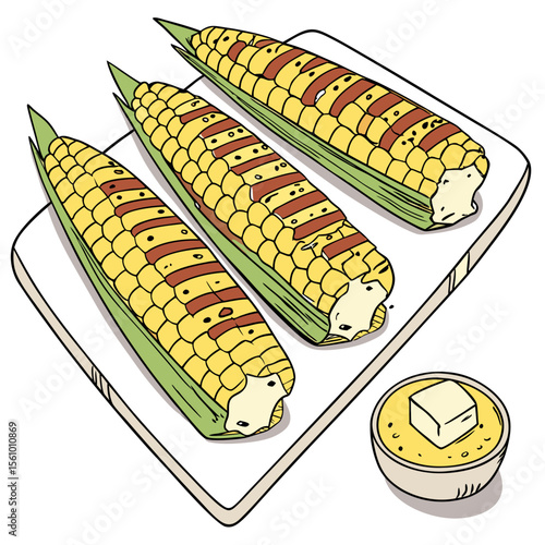Grilled corn on the cob with butter food summer