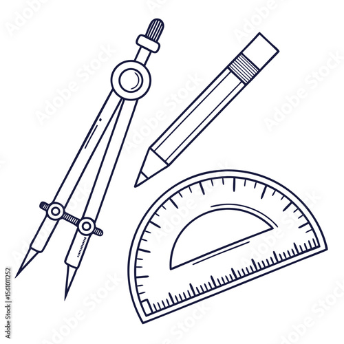 Drawing tools compass pencil protractor geometry