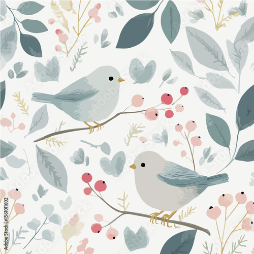 The textures of plants and birds, exquisite vector patterns.