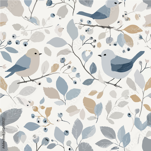 The textures of plants and birds, exquisite vector patterns.
