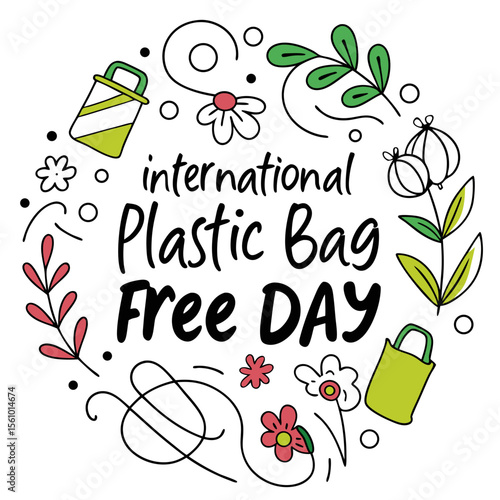 INTERNATIONAL PLASTIC BAG FREE DAY vector illustration