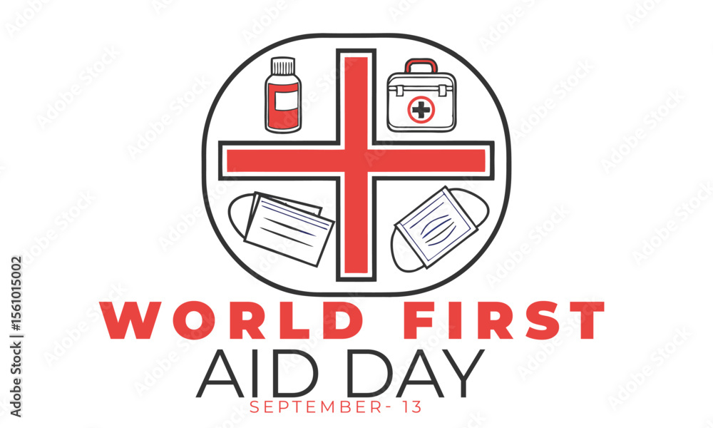 Fototapeta premium World First Aid Day. Concept Design.