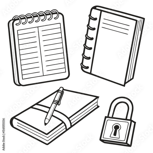 Notebooks and lock with pen notepad spiral bound