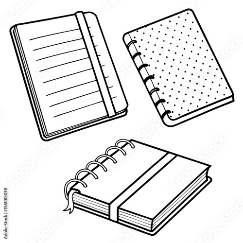 Three notebooks with different covers and bindings journal diary