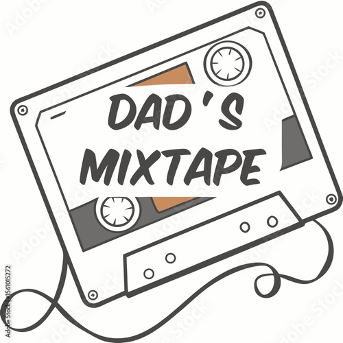Retro cassette tape with dads mixtape vintage music