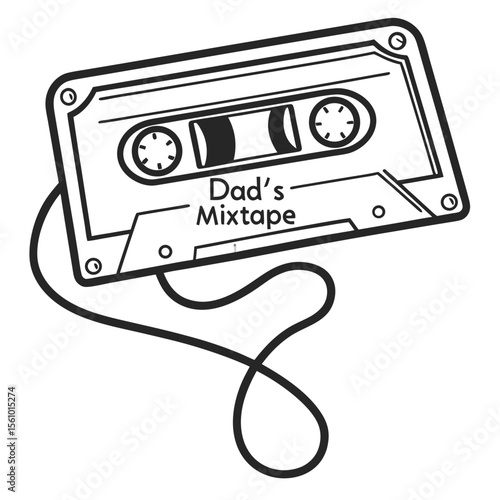 Retro cassette tape with dads mixtape audio music