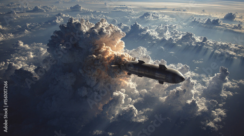 High-Resolution Realistic Image of Bunker Buster Bombers in Action, Generative AI