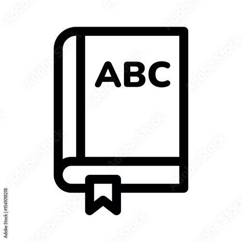 English book line icon. School Subjects. Simple vector symbol used for school, travel, or education themes. Clean linear design, Thin stroke design, isolated on white.