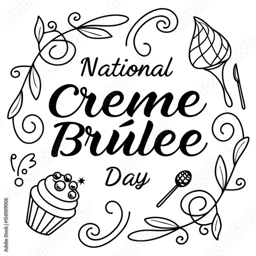 NATIONAL CRÈME BRÛLÈE DAY vector illustration