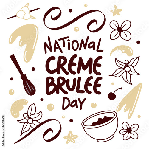 NATIONAL CRÈME BRÛLÈE DAY vector illustration