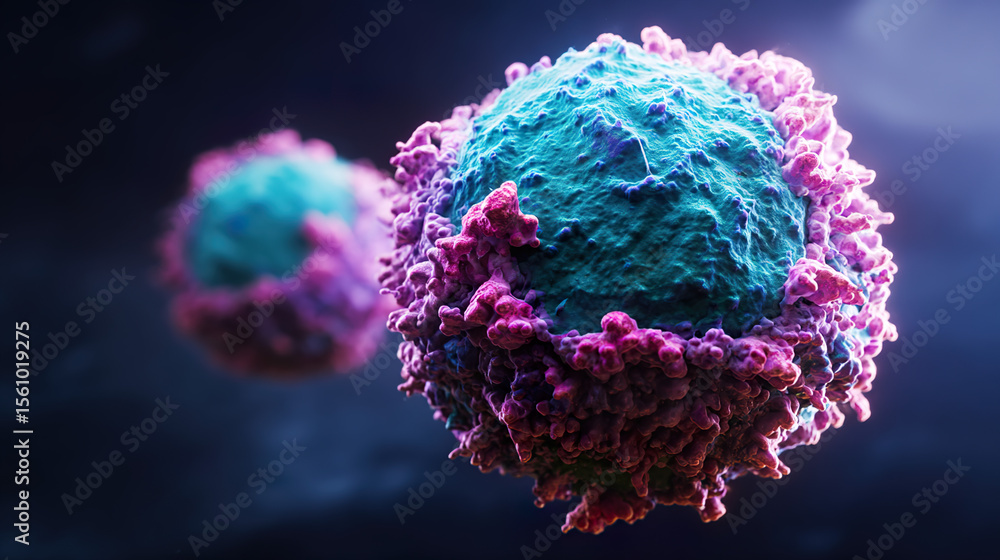 Glowing molecular structures of fat cells against a cosmic background, representing dietary impact. Glowing molecular structures of fat cells against a cosmic background, representing dietary impact.