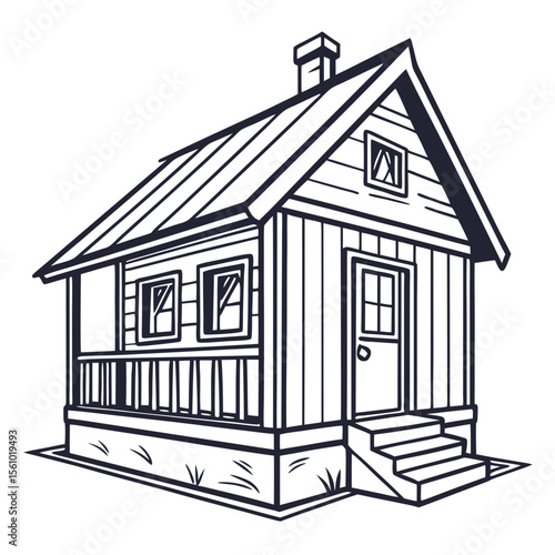 Rustic wooden cabin with porch house