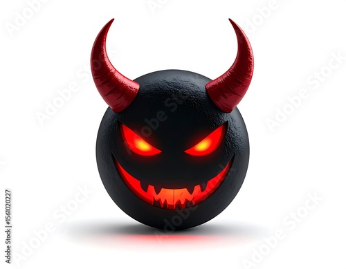 dark emoji with glowing red eyes and a devilish grin