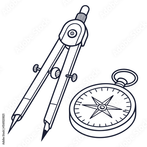 Drawing compass and navigational tool geometry drafting