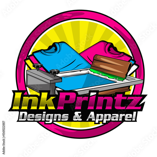 Screen printing vector logo template.  Screen printing