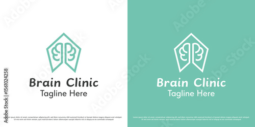 Brain home logo design illustration vector. Human brain mental health silhouette. Simple minimal health abstract icon symbol vector.
