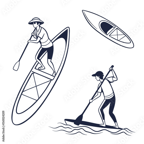People paddleboarding and kayaking water sports activity
