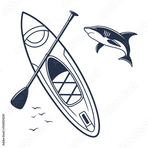 Kayak paddle and shark water sports ocean