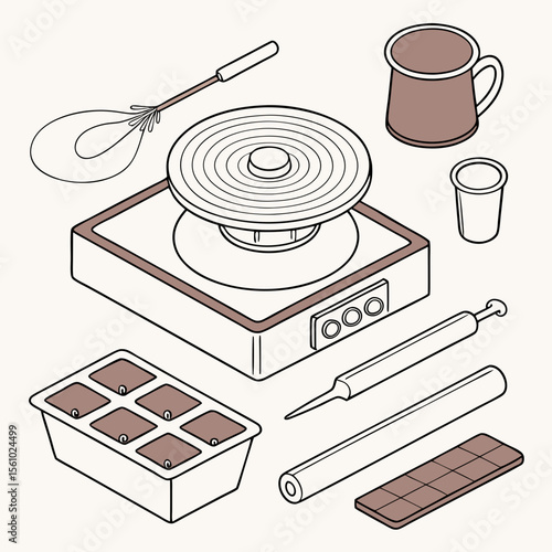 Pottery studio tools and materials clay kiln
