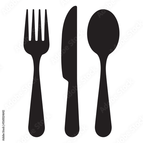 Elegant Black and White Cutlery Set A Modern Still Life Composition for Culinary Art and Design Projects