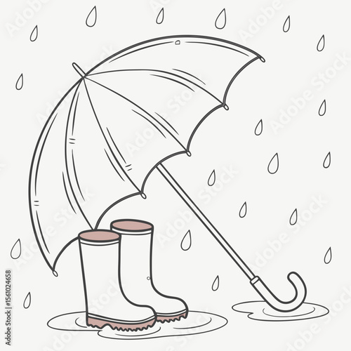 White boots umbrella rain puddles weather