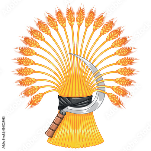 Wheat sheaf with sickle harvest symbol
