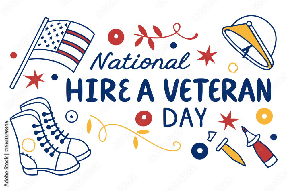 Obraz premium NATIONAL HIRE A VETERAN DAY vector illustration
