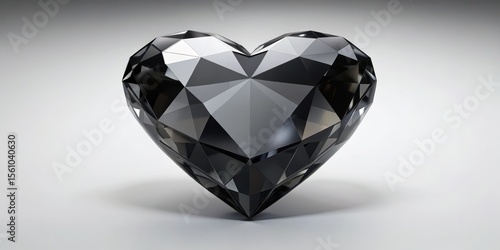 Elegant Faceted Black Diamond Heart Shape