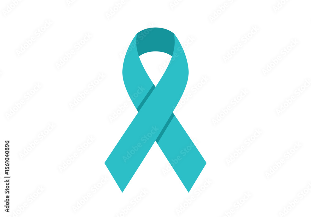 Teal Awareness Ribbon Symbolizing Support and Solidarity for Various Causes. Teal Awareness Ribbon Symbolizing Support and Solidarity for Various Causes.