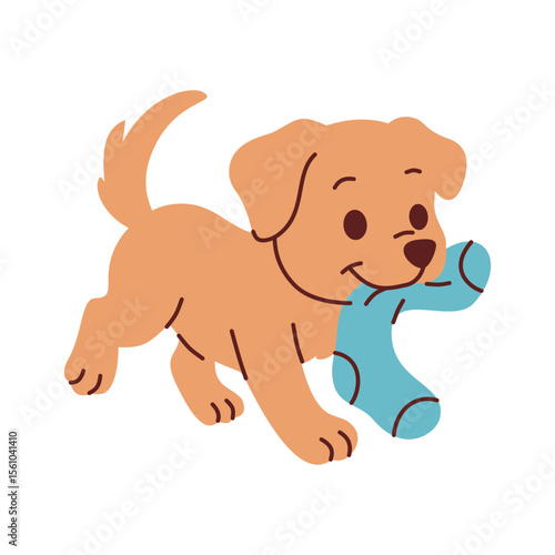 Cute Puppy With Sock Illustration