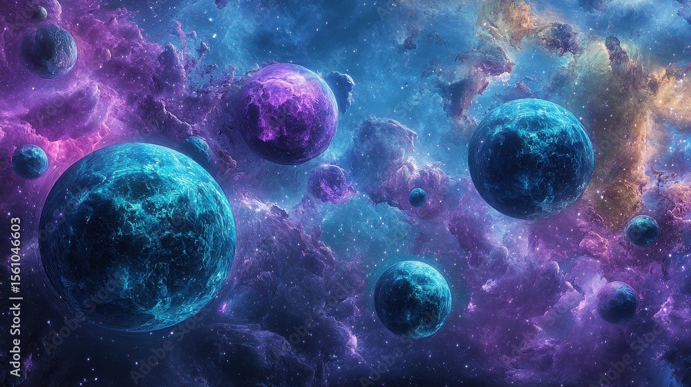 Naklejka premium Soft Glowing Spheres in Space with Subtle Gradient Color Shifts