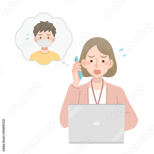 子供の体調不良の連絡を受ける女性社員