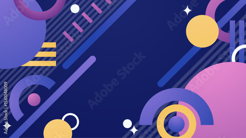 Purple abstract design with circles, lines, and stars. Great for backgrounds, posters, digital art, or creative projects needing a modern touch.