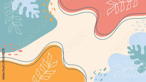 Abstract pastel pink foliage shapes and dots perfect for backgrounds, wallpaper, invitations, and stationery with a delicate touch of nature.