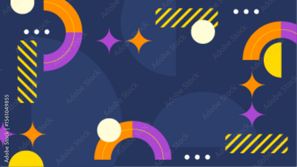 Fototapeta premium Colorful abstract design with geometric shapes and stars, suitable for backgrounds, posters, and digital art projects. Perfect for modern visuals.
