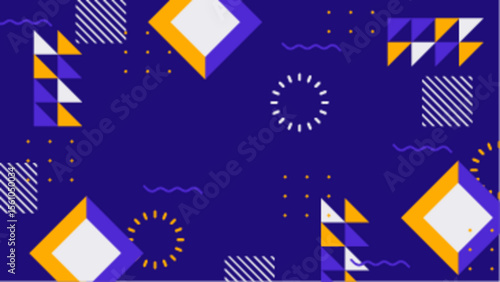 Abstract geometric design with purple, orange, and white shapes; suitable for backgrounds, prints, and digital designs needing a modern touch.