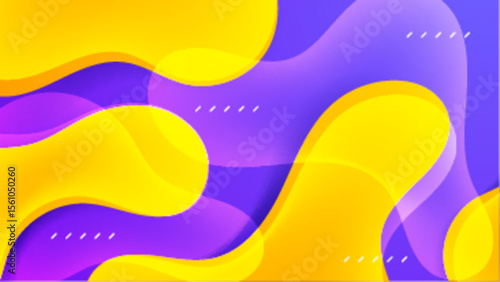 Abstract yellow and purple fluid shapes suitable for branding, graphic design, web backgrounds, and artistic projects requiring dynamic elements.