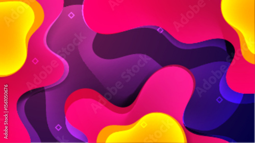 Vibrant abstract pink purple and yellow fluid shapes suitable for backgrounds, posters, and social media graphics needing a modern touch.