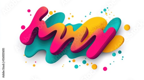 Retro Inspired Vibrant Typeface on White Background Isolated