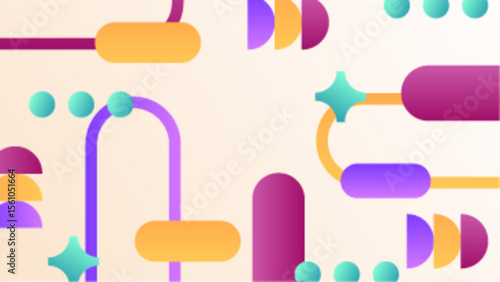Abstract colorful design with rounded shapes and lines. Suitable for backgrounds, posters, and web graphics in need of vibrant elements.