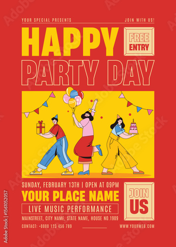 Happy Birthday Party Day Flyer