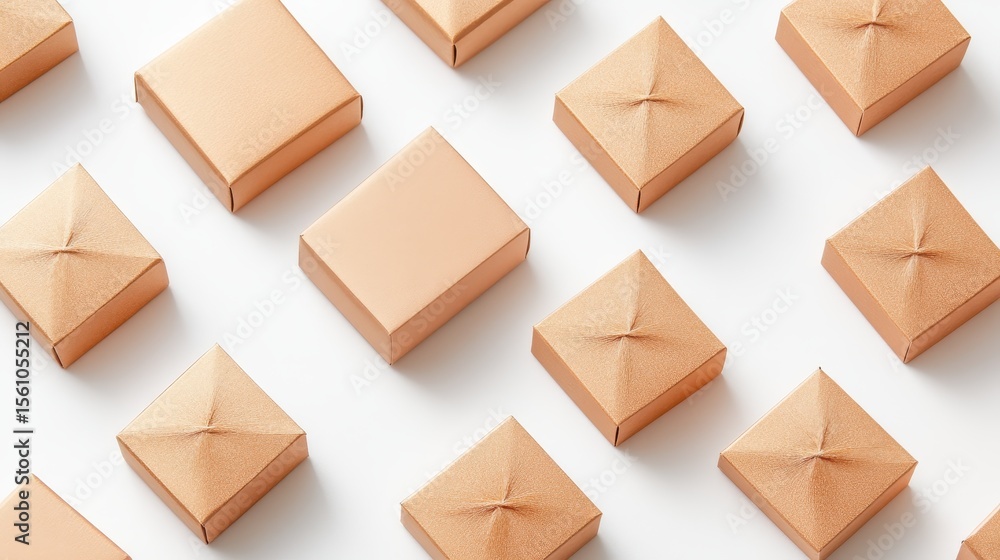 Obraz premium Square gift boxes arranged in a symmetrical pattern.