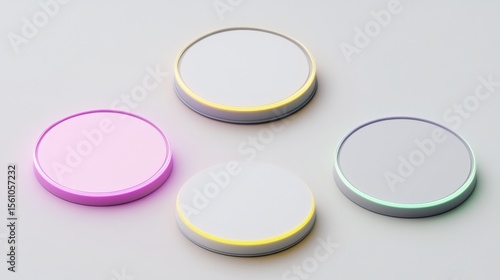 Minimalist Neon Glow Graphics on Isolated White Backdrop
