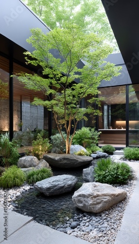 Wallpaper Mural Modern Japanese garden courtyard Torontodigital.ca