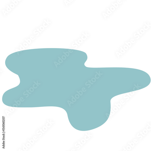 2D illustration of rounded blue water puddle with organic shape, perfect for kids illustrations, weather scenes, or design elements.