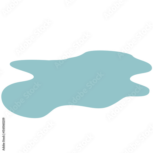 2D illustration of abstract blue water puddle with smooth edges, great for cartoon environments, educational visuals, or weather elements.