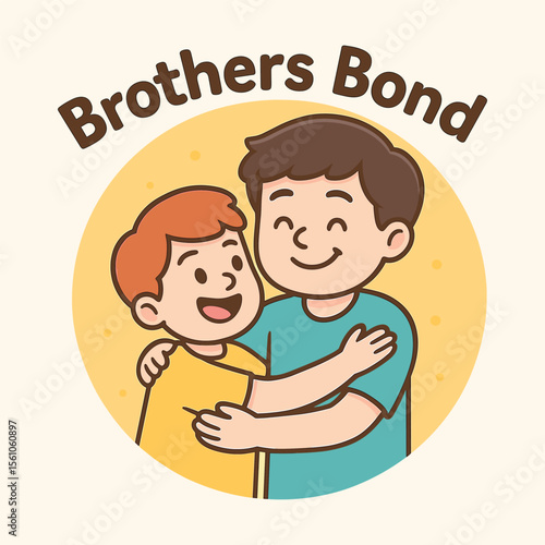  Cute Brother Bond Sticker – Sibling Love Vector Cartoon