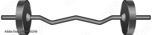 Illustration of EZ-Curl metal barbell. Vector file format. Gradient color.