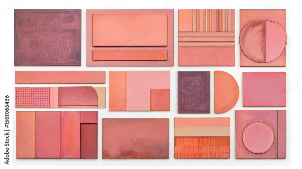 Fototapeta premium Geometric arrangement of various shades of coral and rose.